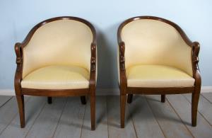 Fine Pair of Empire Swan Tub Chairs